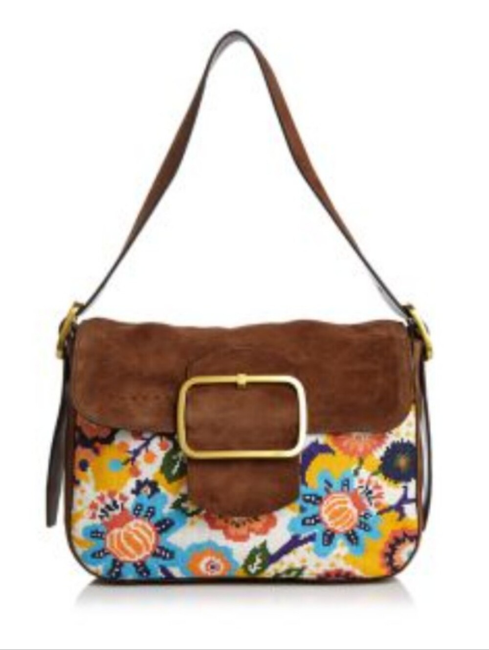 Tory Burch Sawyer Needlepoint Suede Shoulder Bag